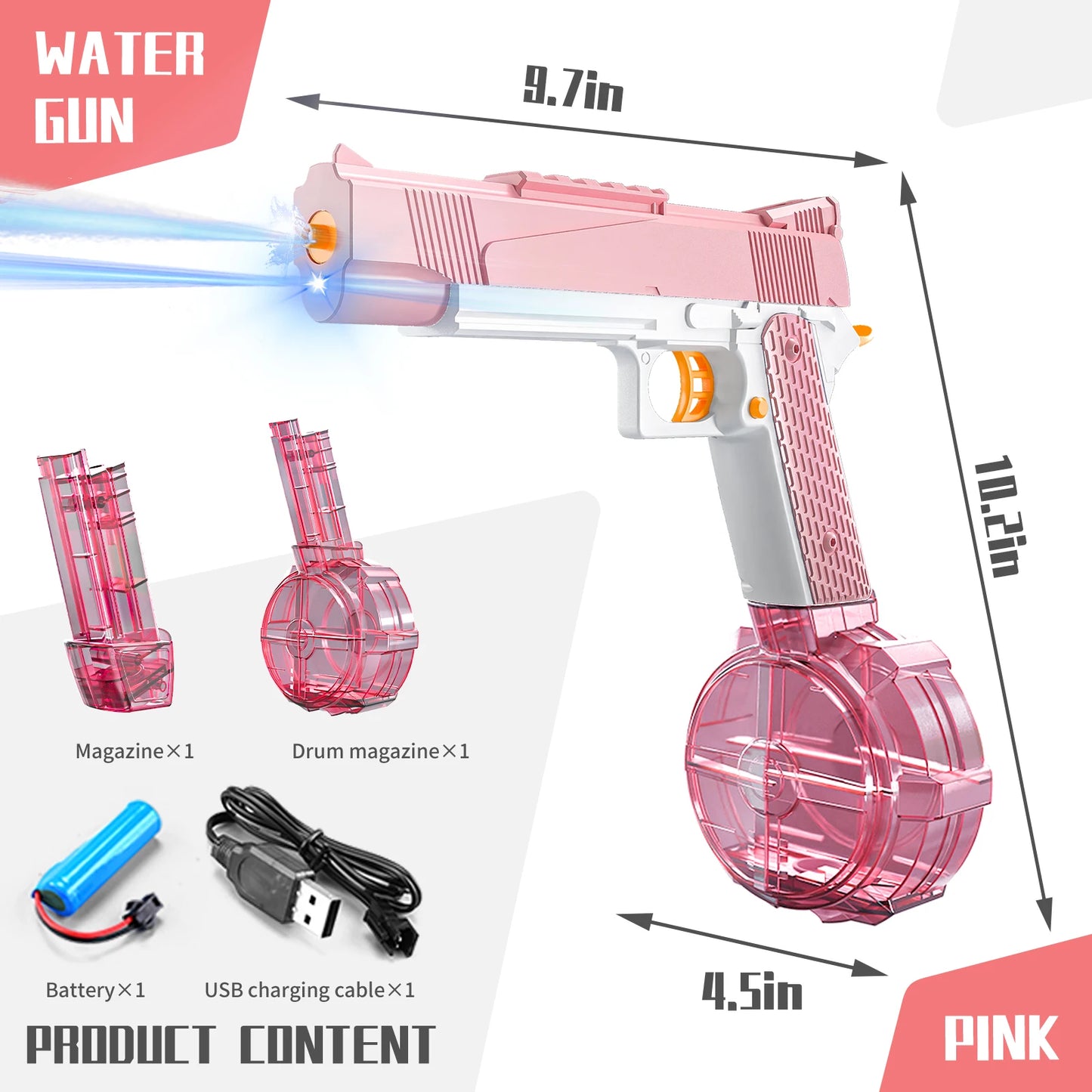 Electric Water Gun 1911 Rechargeable Automatic & Manual Spray Gun Toys