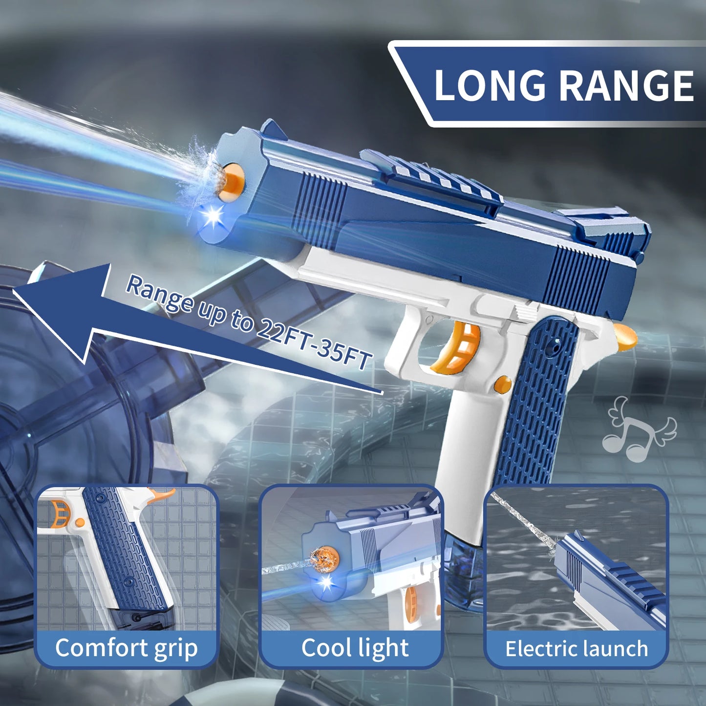 Electric Water Gun 1911 Rechargeable Automatic & Manual Spray Gun Toys