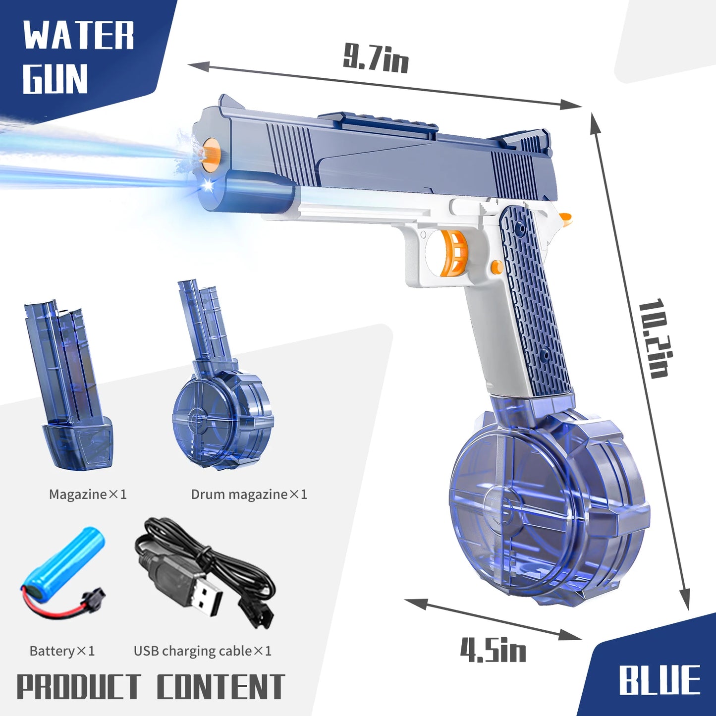 Electric Water Gun 1911 Rechargeable Automatic & Manual Spray Gun Toys