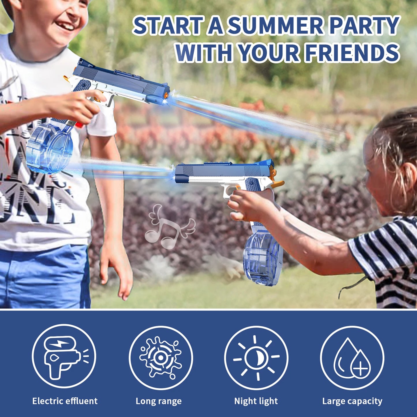 Electric Water Gun 1911 Rechargeable Automatic & Manual Spray Gun Toys